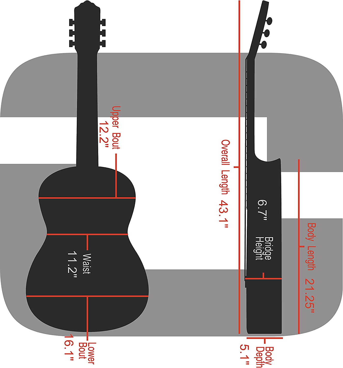 Crossrock CRF2021 Fiberglass Dreadnought-Style Gitarren, black