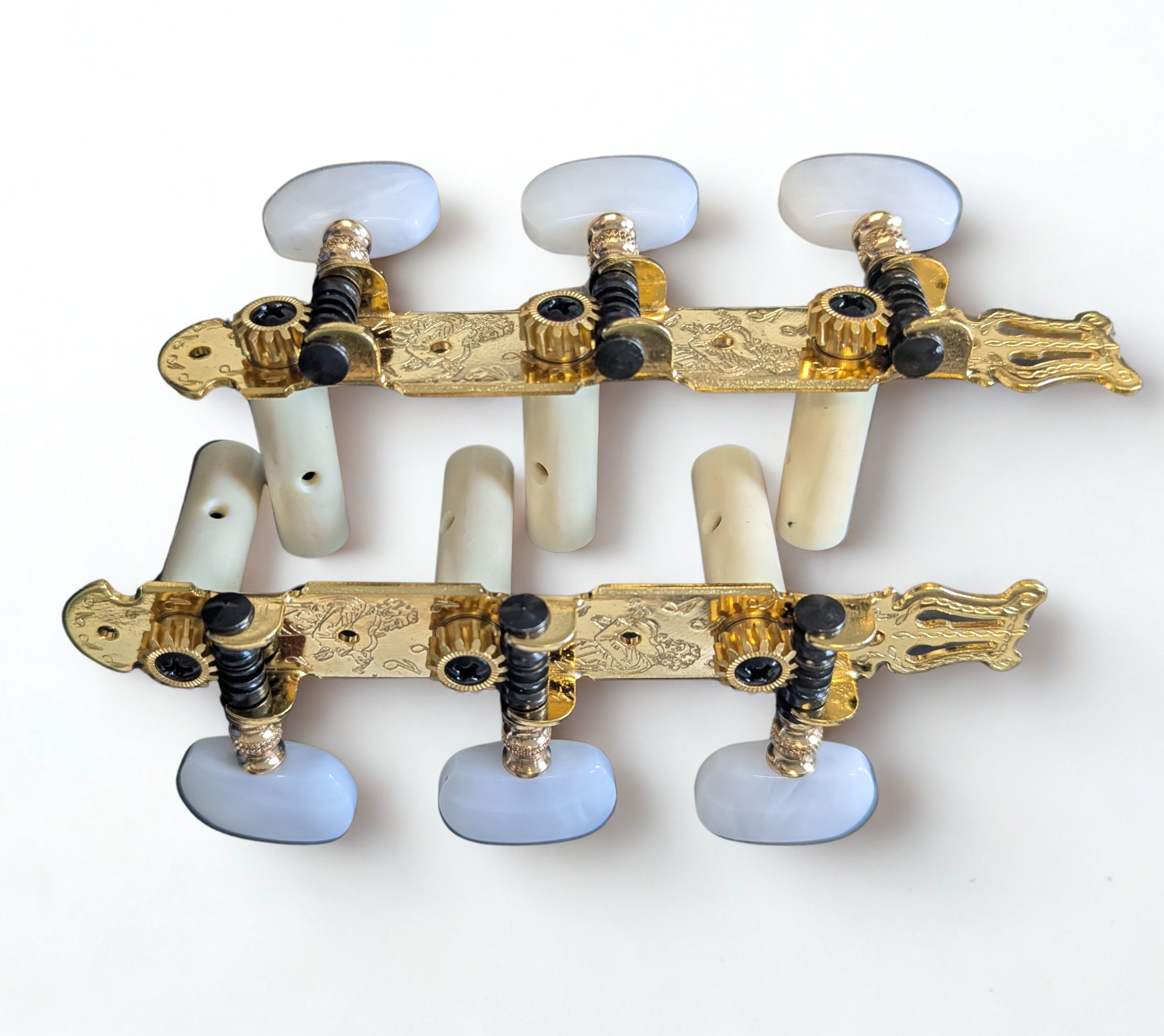 Stimmmechanik Konzertgitarre mit Lyra-Design Gold / Perlweiß