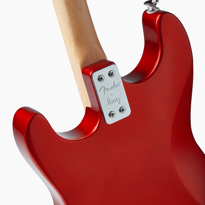Fender X Loog Stratocaster Electric Guitar, candy apple red