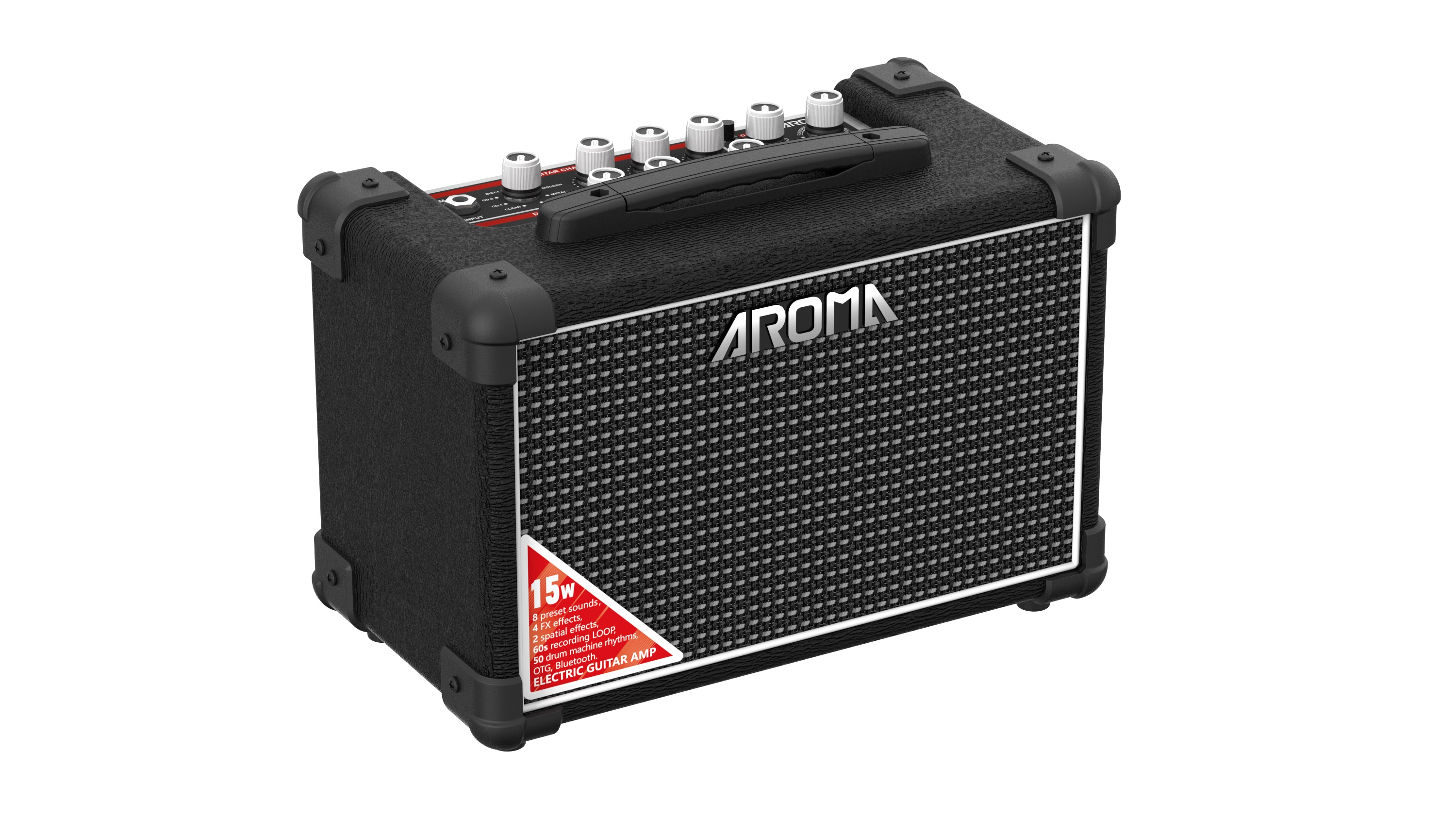 Aroma TM-15S E-Gitarrenamp 15W mit Fußpedal
